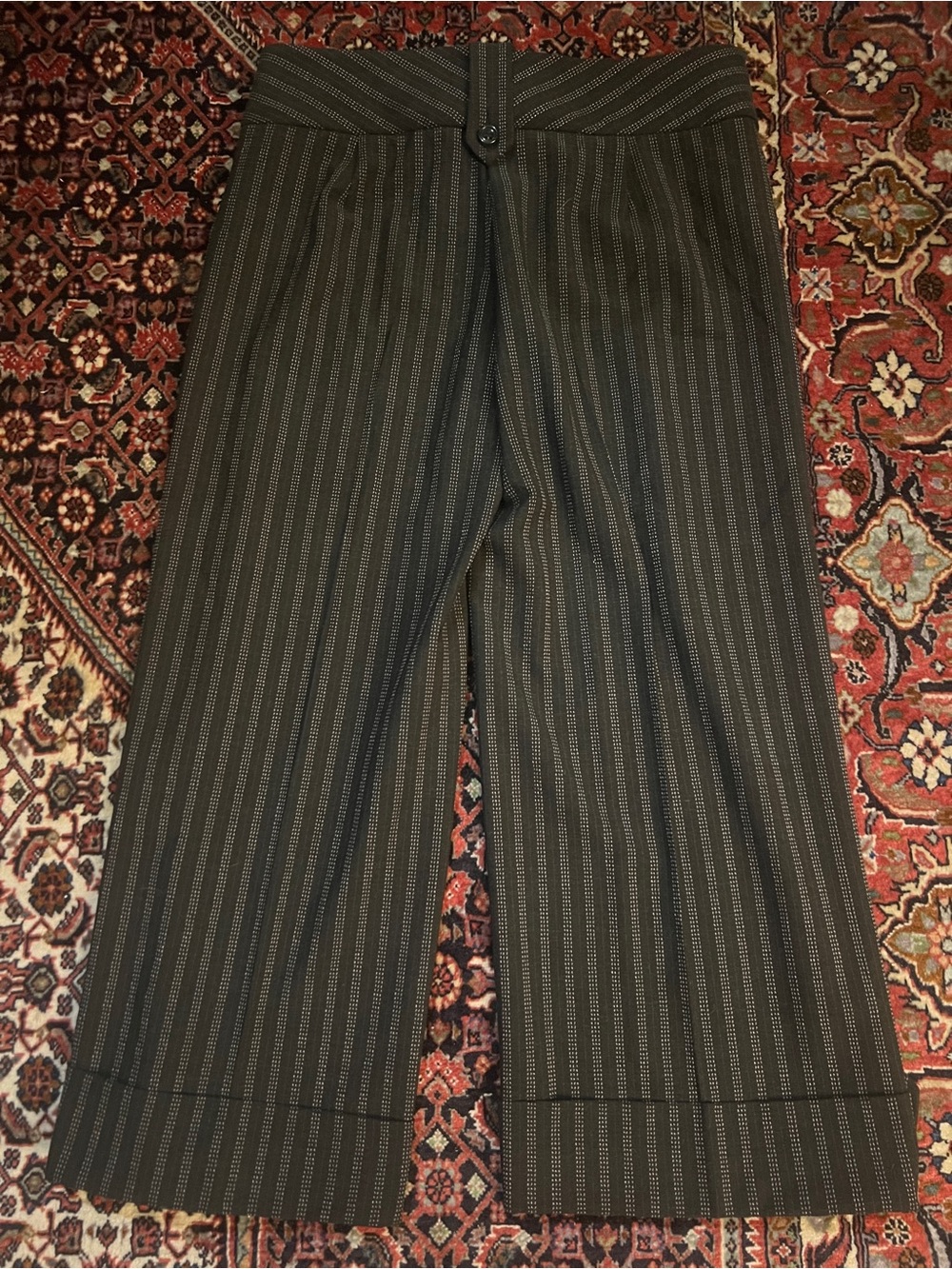 bebe Vintage Y2K Charcoal Pinstripe Cropped Capri Dress Pants Size S - Picture 3 of 11